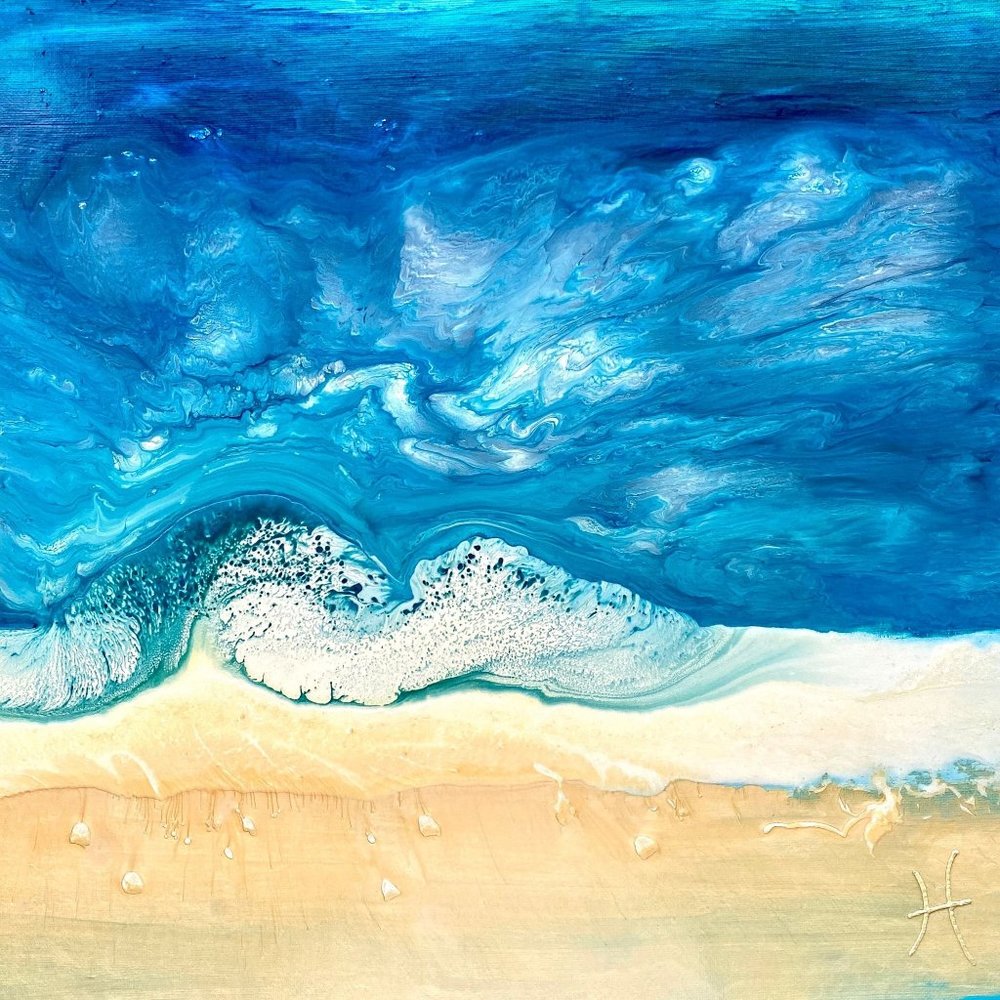 Breaking - Original Sea Song Wall Art Mixed Media Oil Painting by Tristina Dietz